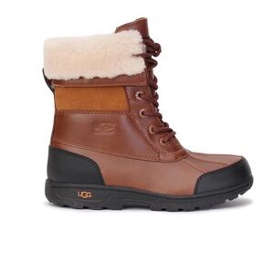 UGG Adirondack III Tan and Black Boots with Cream Fur - size 5